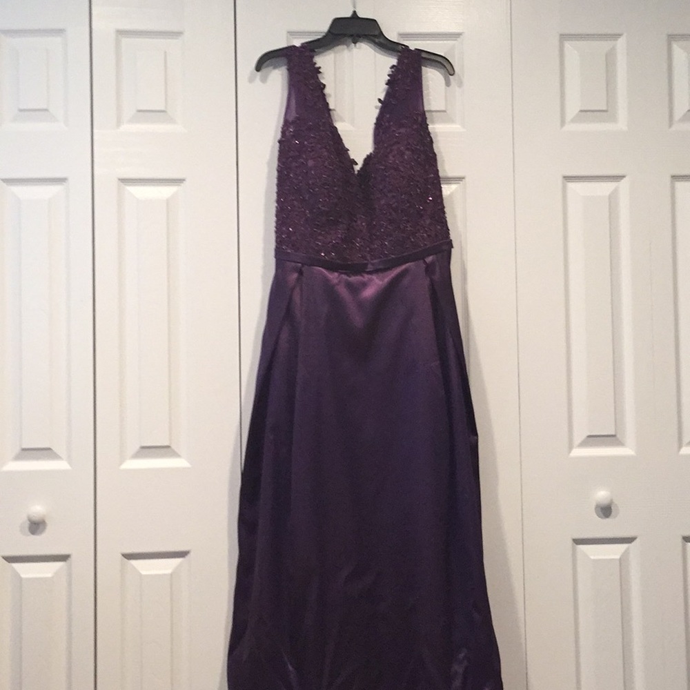 Deep Purple Floor Length Evening Gown